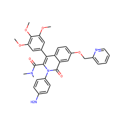 COc1cc(-c2c(C(=O)N(C)C)n(-c3ccc(N)cc3)c(=O)c3cc(OCc4ccccn4)ccc23)cc(OC)c1OC ZINC000026291185