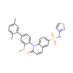 COc1cc(-c2cc(C)ccc2C)ccc1-n1c(=O)ccc2cc(S(=O)(=O)Nc3ccon3)ccc21 ZINC001772607148