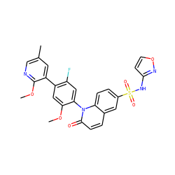 COc1cc(-c2cc(C)cnc2OC)c(F)cc1-n1c(=O)ccc2cc(S(=O)(=O)Nc3ccon3)ccc21 ZINC001772611774
