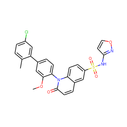 COc1cc(-c2cc(Cl)ccc2C)ccc1-n1c(=O)ccc2cc(S(=O)(=O)Nc3ccon3)ccc21 ZINC001772622249