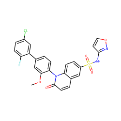 COc1cc(-c2cc(Cl)ccc2F)ccc1-n1c(=O)ccc2cc(S(=O)(=O)Nc3ccon3)ccc21 ZINC001772597804