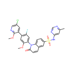 COc1cc(-c2cc(Cl)cnc2OC)c(F)cc1-n1c(=O)ccc2cc(S(=O)(=O)Nc3cc(C)ncn3)ccc21 ZINC001772655785