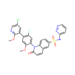 COc1cc(-c2cc(Cl)cnc2OC)c(F)cc1-n1c(=O)ccc2cc(S(=O)(=O)Nc3cccnn3)ccc21 ZINC001772599382