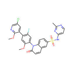 COc1cc(-c2cc(Cl)cnc2OC)c(F)cc1-n1c(=O)ccc2cc(S(=O)(=O)Nc3ccnc(C)n3)ccc21 ZINC001772613898