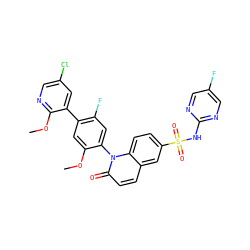 COc1cc(-c2cc(Cl)cnc2OC)c(F)cc1-n1c(=O)ccc2cc(S(=O)(=O)Nc3ncc(F)cn3)ccc21 ZINC001772580914