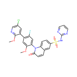 COc1cc(-c2cc(Cl)cnc2OC)c(F)cc1-n1c(=O)ccc2cc(S(=O)(=O)Nc3ncccn3)ccc21 ZINC001772629880