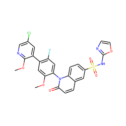 COc1cc(-c2cc(Cl)cnc2OC)c(F)cc1-n1c(=O)ccc2cc(S(=O)(=O)Nc3ncco3)ccc21 ZINC001772629988