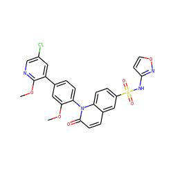 COc1cc(-c2cc(Cl)cnc2OC)ccc1-n1c(=O)ccc2cc(S(=O)(=O)Nc3ccon3)ccc21 ZINC001772631765