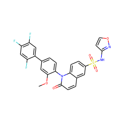 COc1cc(-c2cc(F)c(F)cc2F)ccc1-n1c(=O)ccc2cc(S(=O)(=O)Nc3ccon3)ccc21 ZINC001772631282