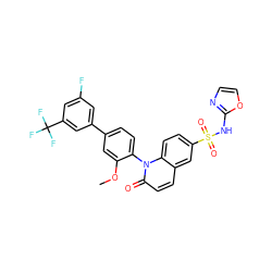 COc1cc(-c2cc(F)cc(C(F)(F)F)c2)ccc1-n1c(=O)ccc2cc(S(=O)(=O)Nc3ncco3)ccc21 ZINC001772629073