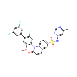COc1cc(-c2cc(F)cc(Cl)c2)c(F)cc1-n1c(=O)ccc2cc(S(=O)(=O)Nc3cc(C)ncn3)ccc21 ZINC001772580167