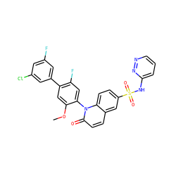 COc1cc(-c2cc(F)cc(Cl)c2)c(F)cc1-n1c(=O)ccc2cc(S(=O)(=O)Nc3cccnn3)ccc21 ZINC001772646754