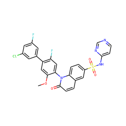 COc1cc(-c2cc(F)cc(Cl)c2)c(F)cc1-n1c(=O)ccc2cc(S(=O)(=O)Nc3ccncn3)ccc21 ZINC001772646851