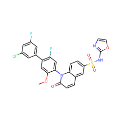 COc1cc(-c2cc(F)cc(Cl)c2)c(F)cc1-n1c(=O)ccc2cc(S(=O)(=O)Nc3ncco3)ccc21 ZINC001772628130