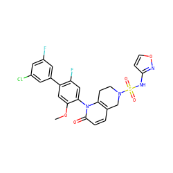 COc1cc(-c2cc(F)cc(Cl)c2)c(F)cc1-n1c2c(ccc1=O)CN(S(=O)(=O)Nc1ccon1)CC2 ZINC001772612447