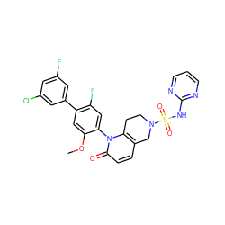 COc1cc(-c2cc(F)cc(Cl)c2)c(F)cc1-n1c2c(ccc1=O)CN(S(=O)(=O)Nc1ncccn1)CC2 ZINC001772579723