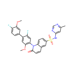 COc1cc(-c2cc(OC)c(-n3c(=O)ccc4cc(S(=O)(=O)Nc5cc(C)ncn5)ccc43)cc2F)ccc1F ZINC001772605760