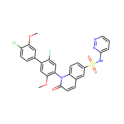 COc1cc(-c2cc(OC)c(-n3c(=O)ccc4cc(S(=O)(=O)Nc5cccnn5)ccc43)cc2F)ccc1Cl ZINC001772571707