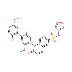COc1cc(-c2cc(OC)c(-n3c(=O)ccc4cc(S(=O)(=O)Nc5ccon5)ccc43)cc2F)c(Cl)cn1 ZINC001772571192