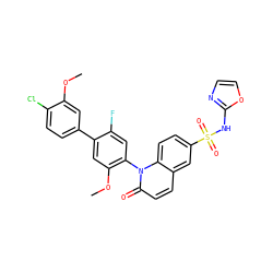 COc1cc(-c2cc(OC)c(-n3c(=O)ccc4cc(S(=O)(=O)Nc5ncco5)ccc43)cc2F)ccc1Cl ZINC001772617739