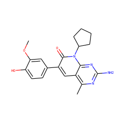 COc1cc(-c2cc3c(C)nc(N)nc3n(C3CCCC3)c2=O)ccc1O ZINC000117706629