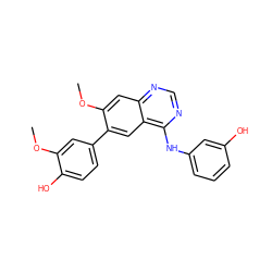 COc1cc(-c2cc3c(Nc4cccc(O)c4)ncnc3cc2OC)ccc1O ZINC000143044958