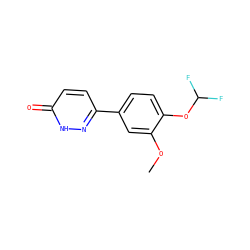 COc1cc(-c2ccc(=O)[nH]n2)ccc1OC(F)F ZINC000009230249