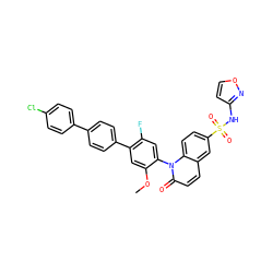 COc1cc(-c2ccc(-c3ccc(Cl)cc3)cc2)c(F)cc1-n1c(=O)ccc2cc(S(=O)(=O)Nc3ccon3)ccc21 ZINC001772599311