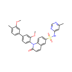 COc1cc(-c2ccc(-n3c(=O)ccc4cc(S(=O)(=O)Nc5cc(C)ncn5)ccc43)c(OC)c2)ccc1C ZINC001772647148