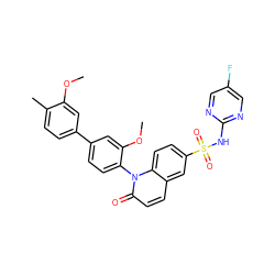 COc1cc(-c2ccc(-n3c(=O)ccc4cc(S(=O)(=O)Nc5ncc(F)cn5)ccc43)c(OC)c2)ccc1C ZINC001772632465