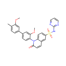 COc1cc(-c2ccc(-n3c(=O)ccc4cc(S(=O)(=O)Nc5ncccn5)ccc43)c(OC)c2)ccc1C ZINC001772656332