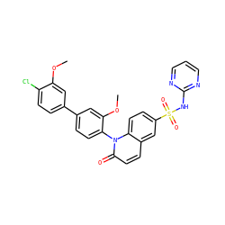 COc1cc(-c2ccc(-n3c(=O)ccc4cc(S(=O)(=O)Nc5ncccn5)ccc43)c(OC)c2)ccc1Cl ZINC001772592537