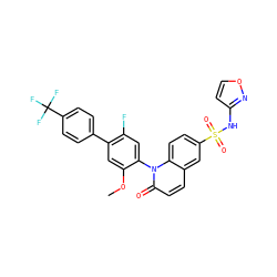 COc1cc(-c2ccc(C(F)(F)F)cc2)c(F)cc1-n1c(=O)ccc2cc(S(=O)(=O)Nc3ccon3)ccc21 ZINC000221958955