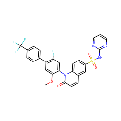 COc1cc(-c2ccc(C(F)(F)F)cc2)c(F)cc1-n1c(=O)ccc2cc(S(=O)(=O)Nc3ncccn3)ccc21 ZINC001772608699