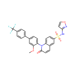 COc1cc(-c2ccc(C(F)(F)F)cc2)ccc1-n1c(=O)ccc2cc(S(=O)(=O)Nc3ccon3)ccc21 ZINC001772597146