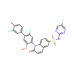 COc1cc(-c2ccc(C)c(F)c2)c(F)cc1-n1c(=O)ccc2cc(S(=O)(=O)Nc3ncc(F)cn3)ccc21 ZINC001772589033