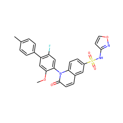 COc1cc(-c2ccc(C)cc2)c(F)cc1-n1c(=O)ccc2cc(S(=O)(=O)Nc3ccon3)ccc21 ZINC001772629474