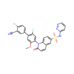 COc1cc(-c2ccc(Cl)c(C#N)c2)c(F)cc1-n1c(=O)ccc2cc(S(=O)(=O)Nc3cccnn3)ccc21 ZINC001772599413