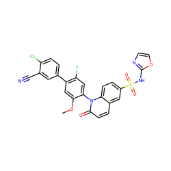 COc1cc(-c2ccc(Cl)c(C#N)c2)c(F)cc1-n1c(=O)ccc2cc(S(=O)(=O)Nc3ncco3)ccc21 ZINC001772649645