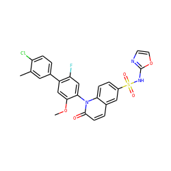 COc1cc(-c2ccc(Cl)c(C)c2)c(F)cc1-n1c(=O)ccc2cc(S(=O)(=O)Nc3ncco3)ccc21 ZINC000221912106