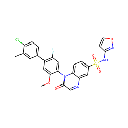 COc1cc(-c2ccc(Cl)c(C)c2)c(F)cc1-n1c(=O)cnc2cc(S(=O)(=O)Nc3ccon3)ccc21 ZINC001772619602