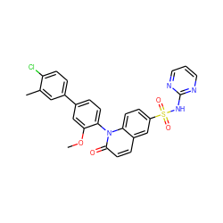 COc1cc(-c2ccc(Cl)c(C)c2)ccc1-n1c(=O)ccc2cc(S(=O)(=O)Nc3ncccn3)ccc21 ZINC000221926388