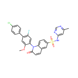 COc1cc(-c2ccc(Cl)cc2)c(F)cc1-n1c(=O)ccc2cc(S(=O)(=O)Nc3cc(C)ncn3)ccc21 ZINC001772581447