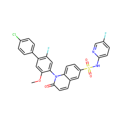 COc1cc(-c2ccc(Cl)cc2)c(F)cc1-n1c(=O)ccc2cc(S(=O)(=O)Nc3ccc(F)cn3)ccc21 ZINC001772633594