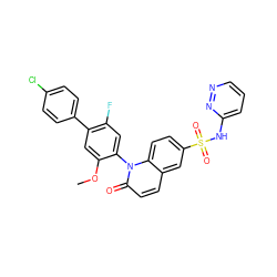 COc1cc(-c2ccc(Cl)cc2)c(F)cc1-n1c(=O)ccc2cc(S(=O)(=O)Nc3cccnn3)ccc21 ZINC001772623079