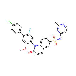COc1cc(-c2ccc(Cl)cc2)c(F)cc1-n1c(=O)ccc2cc(S(=O)(=O)Nc3ccnc(C)n3)ccc21 ZINC001772642395
