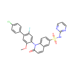 COc1cc(-c2ccc(Cl)cc2)c(F)cc1-n1c(=O)ccc2cc(S(=O)(=O)Nc3ncccn3)ccc21 ZINC001772625757