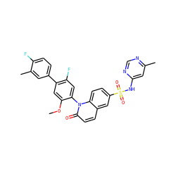 COc1cc(-c2ccc(F)c(C)c2)c(F)cc1-n1c(=O)ccc2cc(S(=O)(=O)Nc3cc(C)ncn3)ccc21 ZINC001772612405