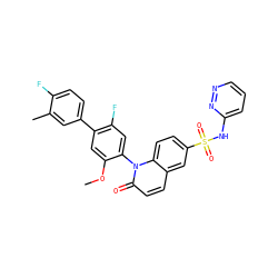 COc1cc(-c2ccc(F)c(C)c2)c(F)cc1-n1c(=O)ccc2cc(S(=O)(=O)Nc3cccnn3)ccc21 ZINC001772581553