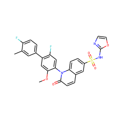 COc1cc(-c2ccc(F)c(C)c2)c(F)cc1-n1c(=O)ccc2cc(S(=O)(=O)Nc3ncco3)ccc21 ZINC001772629361